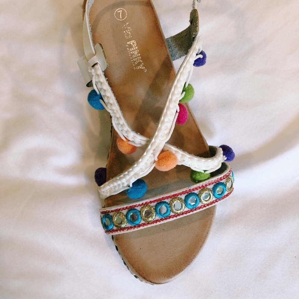 NEW Colorful Pom Pom Espadrille Sandal - Picture 3 of 7